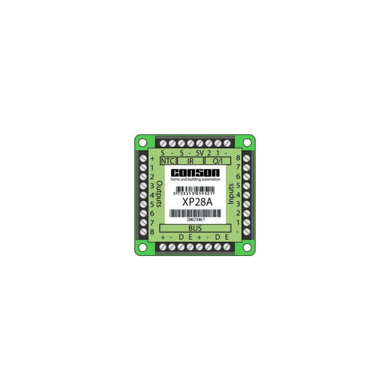 XP28 - Schnittstelle 8 Eingänge, 8 Ausgänge, 2 I/O, 1 Temperur-Eingang, für die Infrarot-Fernbedienung 38 kHz